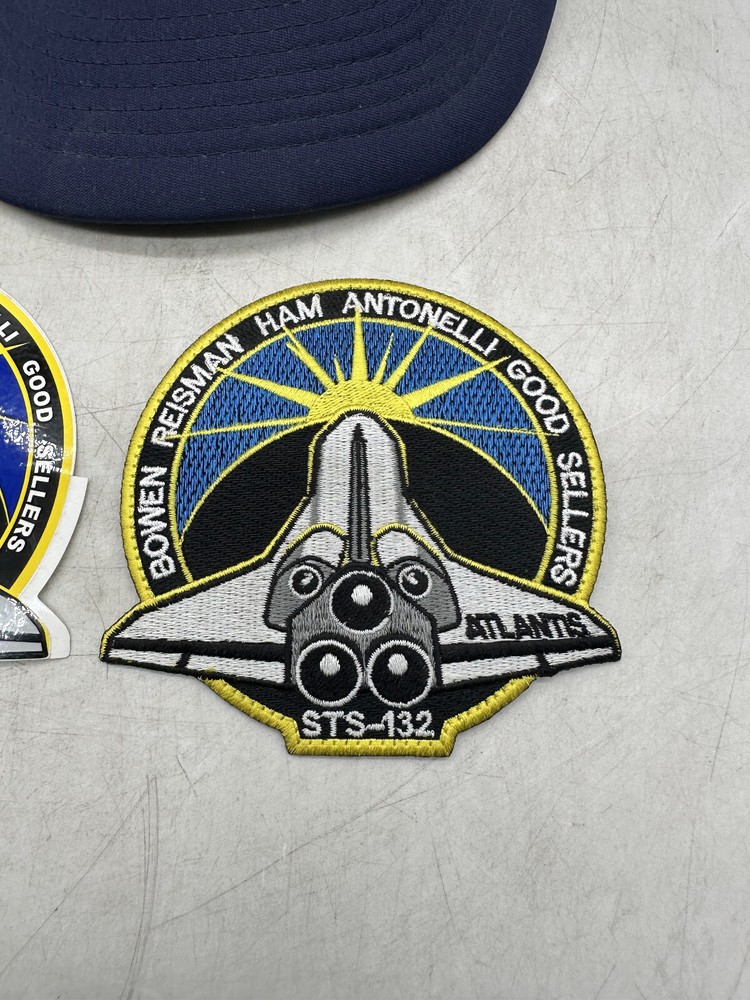 Space Shuttle Snapback Hat Cobra Cap Plus Atlantis STS-132 Patch & Sticker