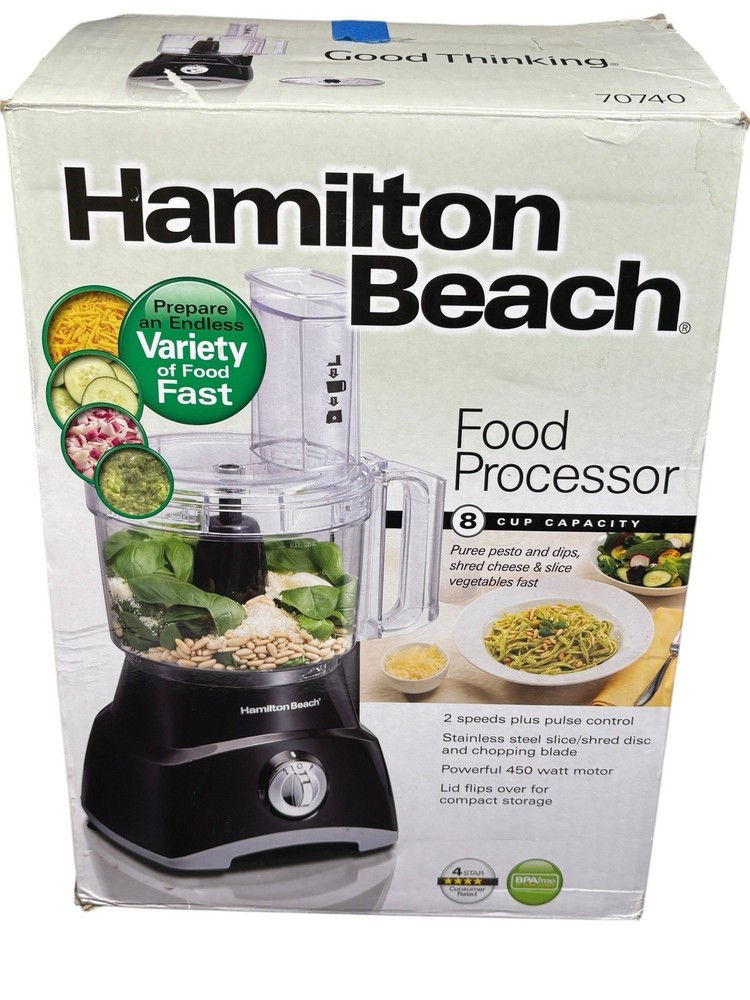 Open Box Hamilton Beach 8 Cup Capacity 2 Speed Food Processor - Black