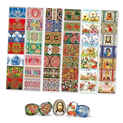 42 Pcs Easter Egg Wraps Set - Othtodox Easter Egg Shrink Wrappers for Pysanka