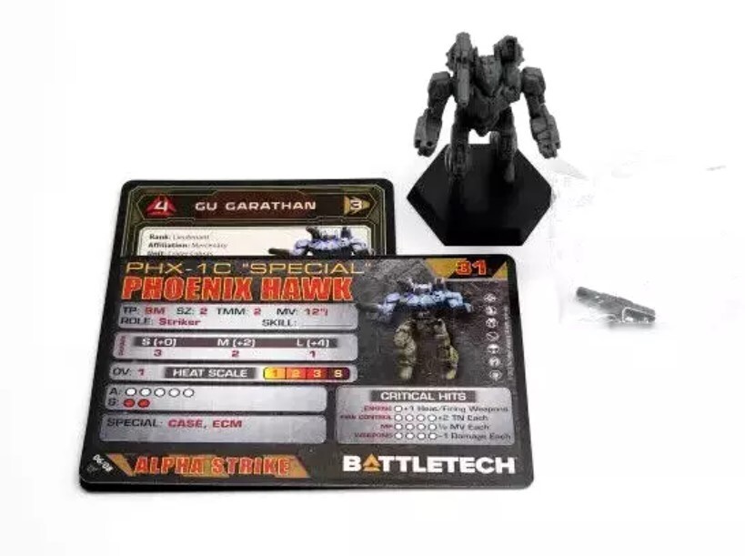 Phoenix Hawk variant Mech, Cards Battletech Miniatures Star League Command Lance
