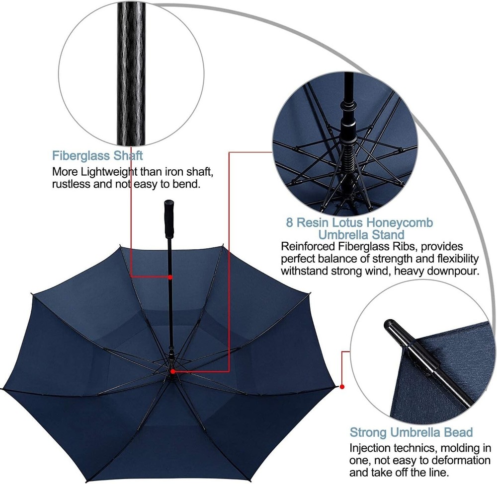 72 Inch Huge Large Oversize Golf Umbrella Automatic Open Double Canopy Windproof