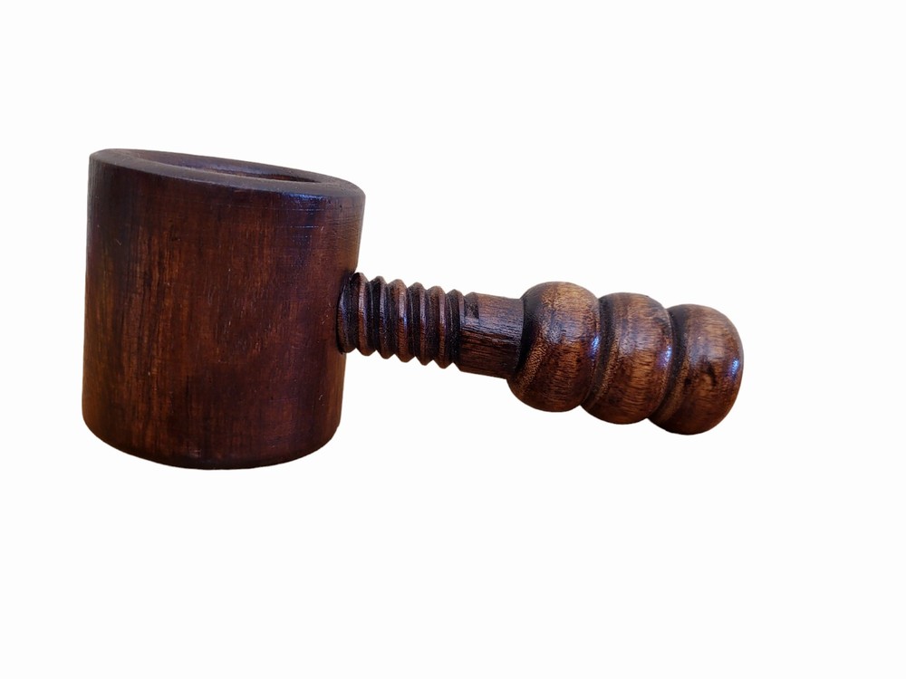 Vintage Solid Wooden Screw Nutcracker Pipe Shaped Nut Cracker Removable Handle