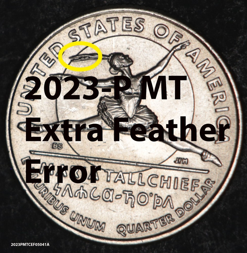 2023-P Maria Tallchief 'Extra Feather' Reverse Mint Error
