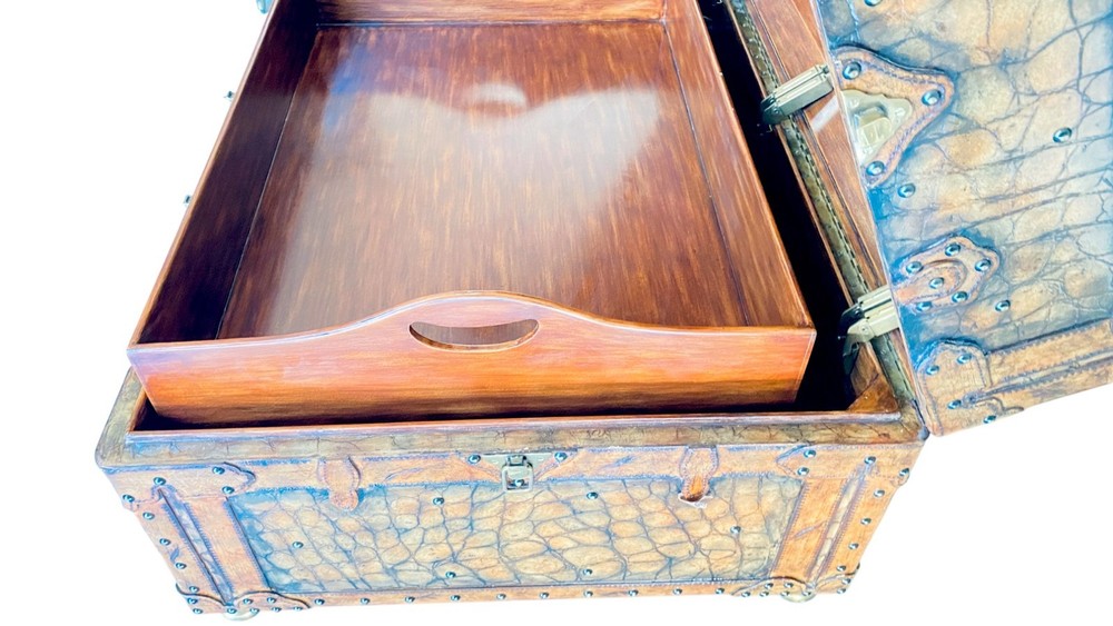 MAITLAND SMITH Leather Storage Trunk With Tray Insert