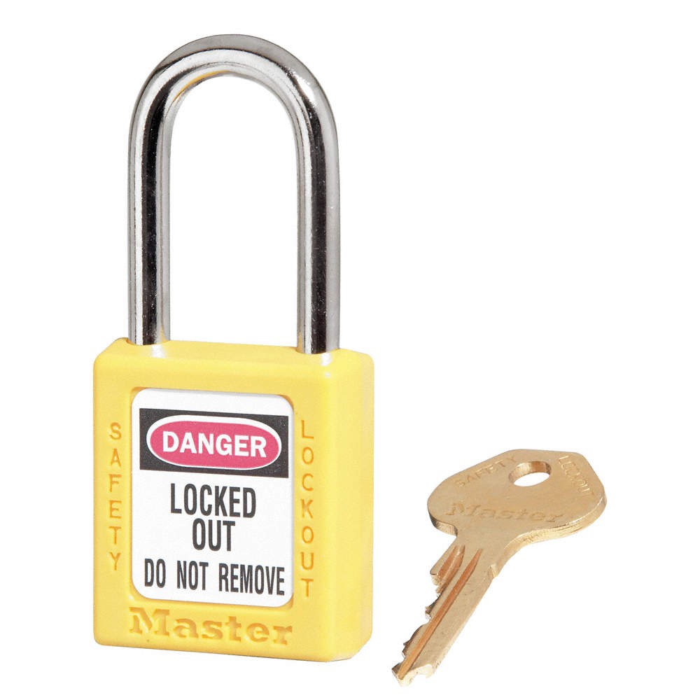 MASTER LOCK 410YLW Lockout Padlock,KD,Yellow,1-3/4"H 4FG05