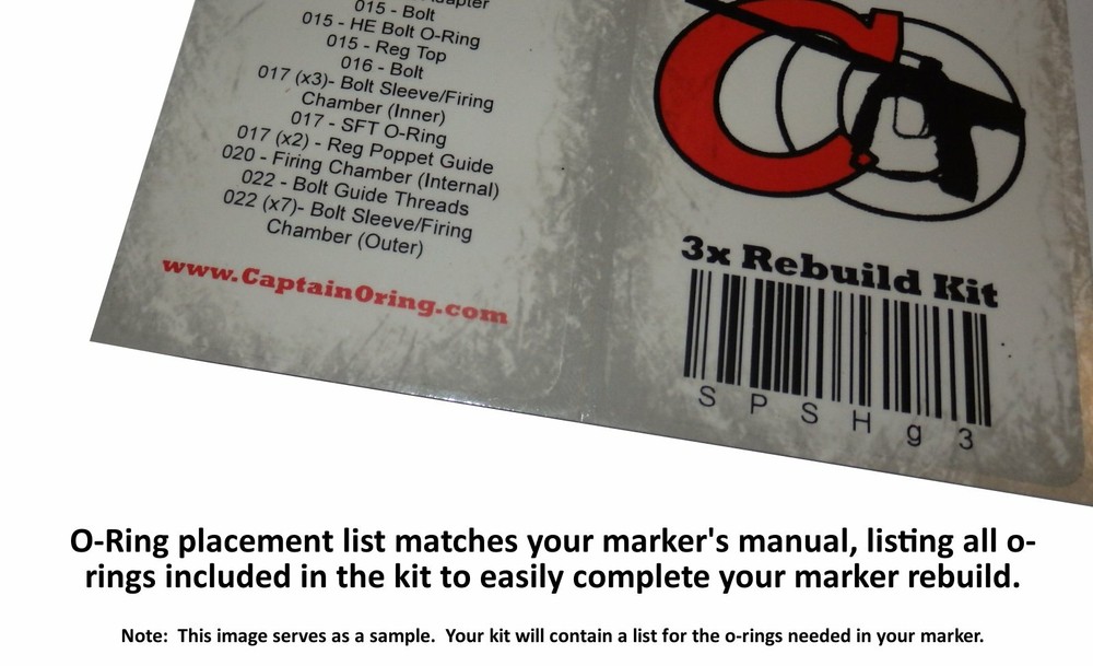 Captain O-Ring Valken Code - Color Coded 3X Oring Rebuild Kit