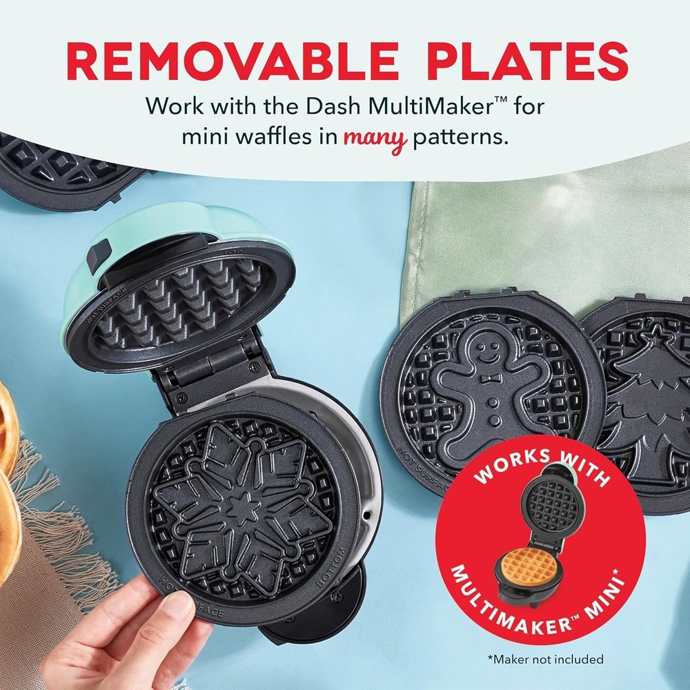 Mini System Two 4” Nonstick Removable Waffle Plates (Gingerbread