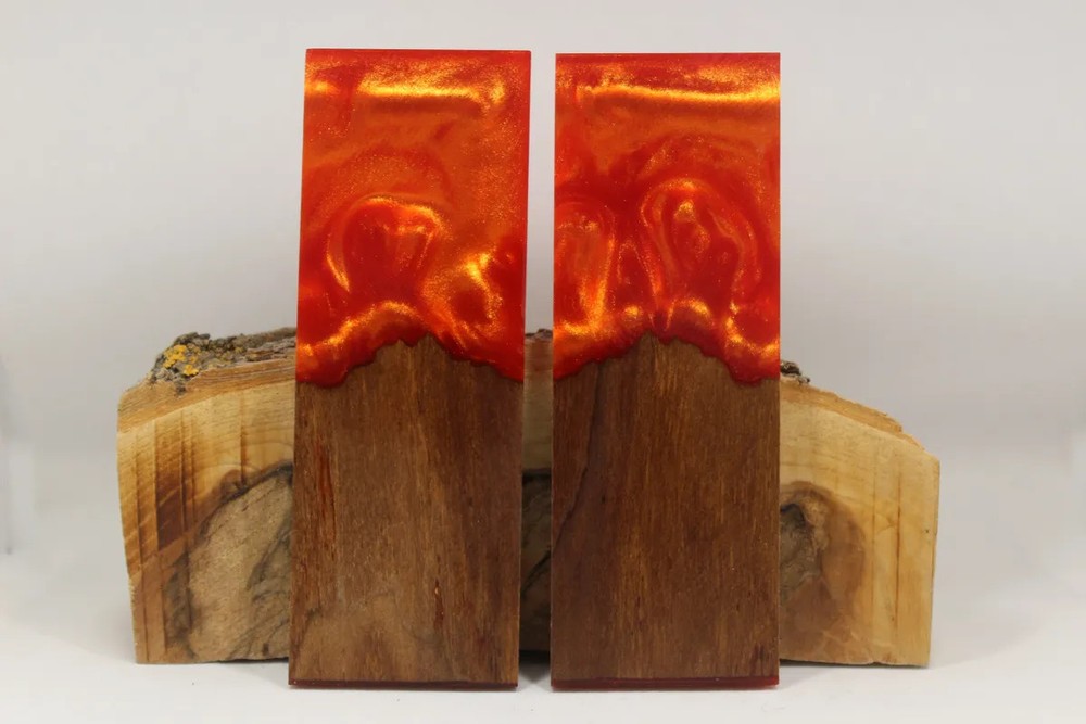 HYBRID STABILIZED MAPLE ORANGE CUSTOM COMPOSITE KNIFE HANDLE MATERIAL (7511)