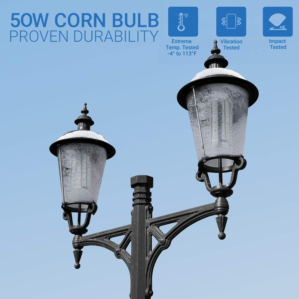 3pcs LED Corn Light Bulb 5000lm 50W 300W Eq. 6000K White Cool Daylight E26 Base