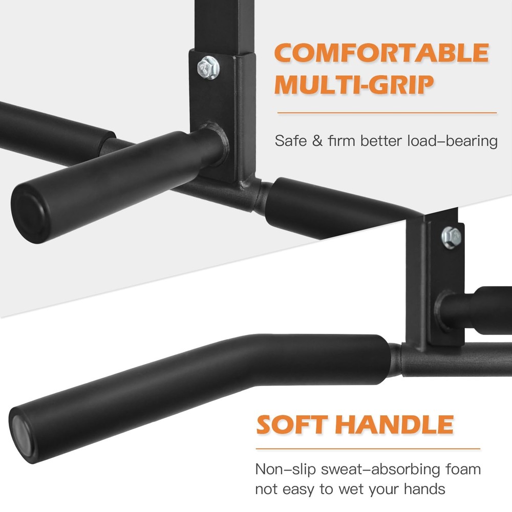 ATENTO Joist Mount Pull Up Bar, Multi-Handle Ceiling Chin Black