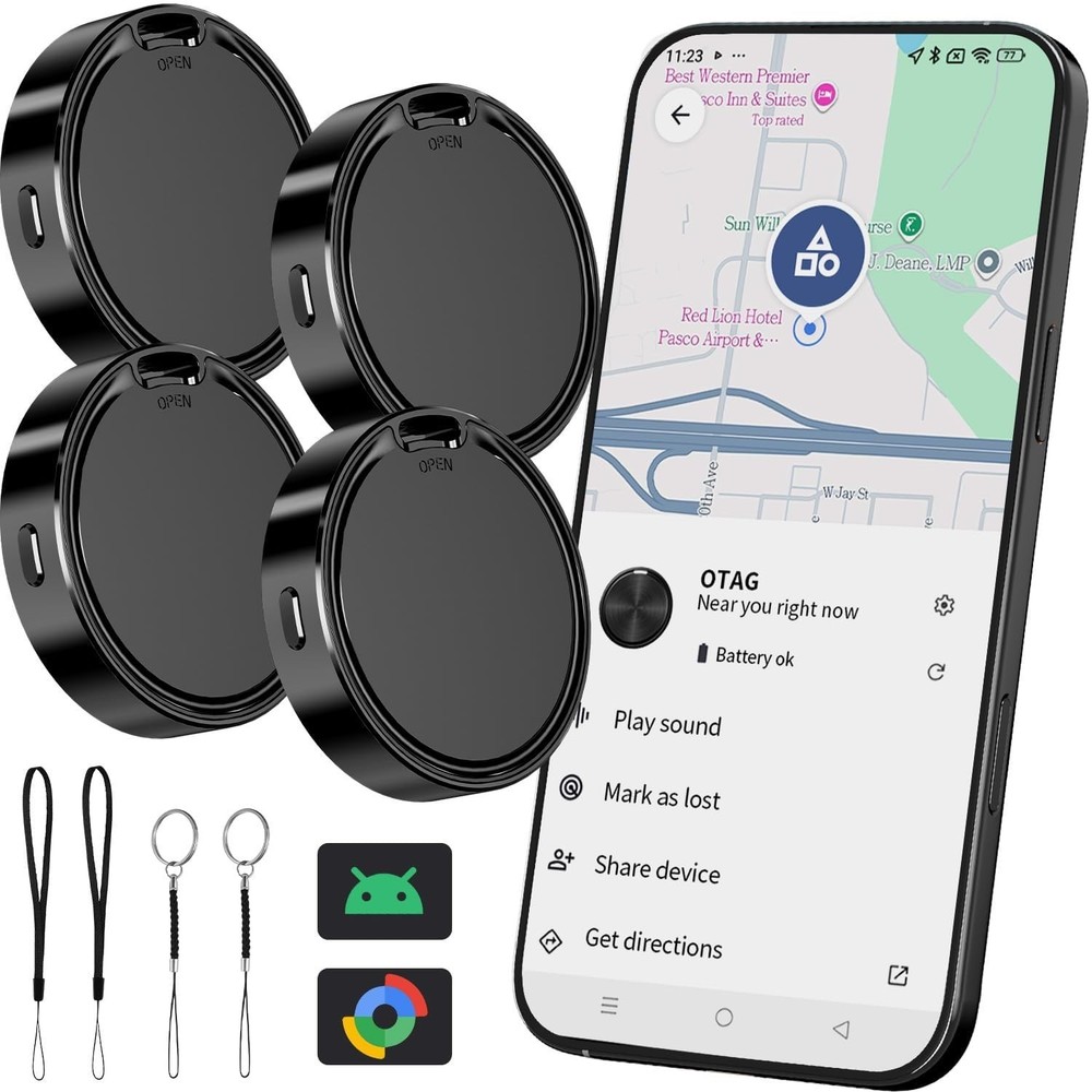 Tracker Tag for Android 4 Pack Luggage Tracker Tags Compatible with Google Fi...
