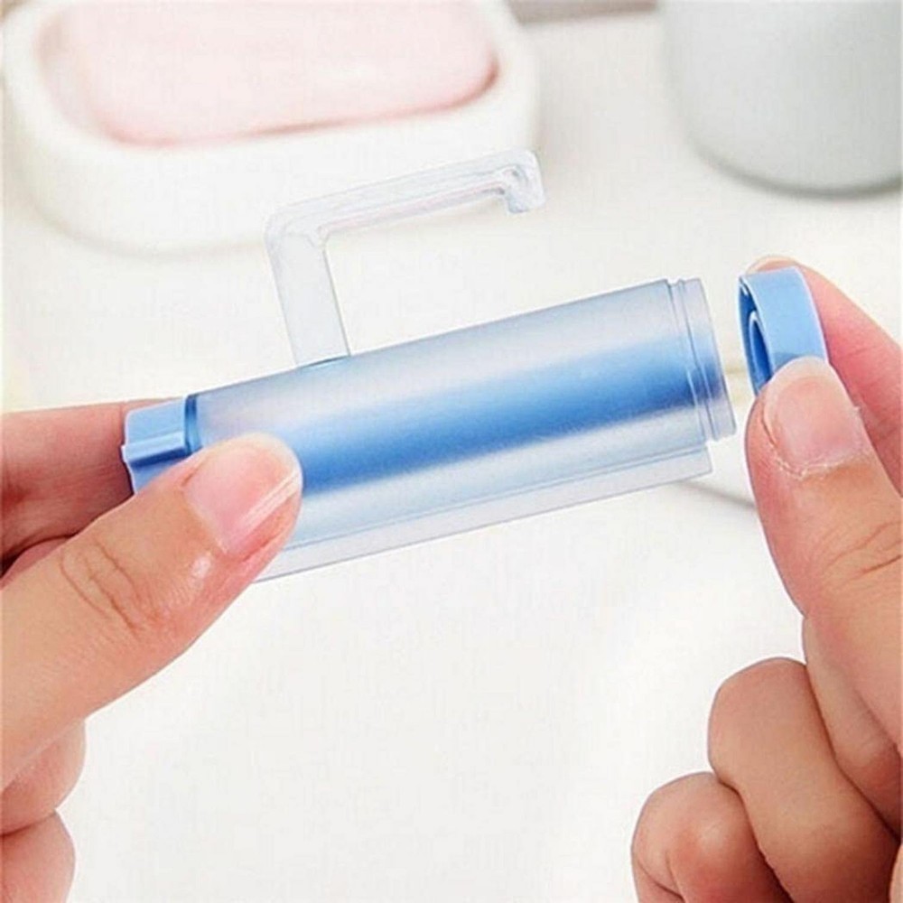 Toothpaste Dispenser Squeezer, Reusable Bathroom Accessory, Hard Plastic, Blue