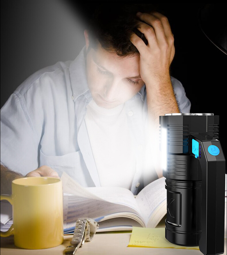 Powerful LED flashlight Tactical flashlight rechargeable work light 4 lighting