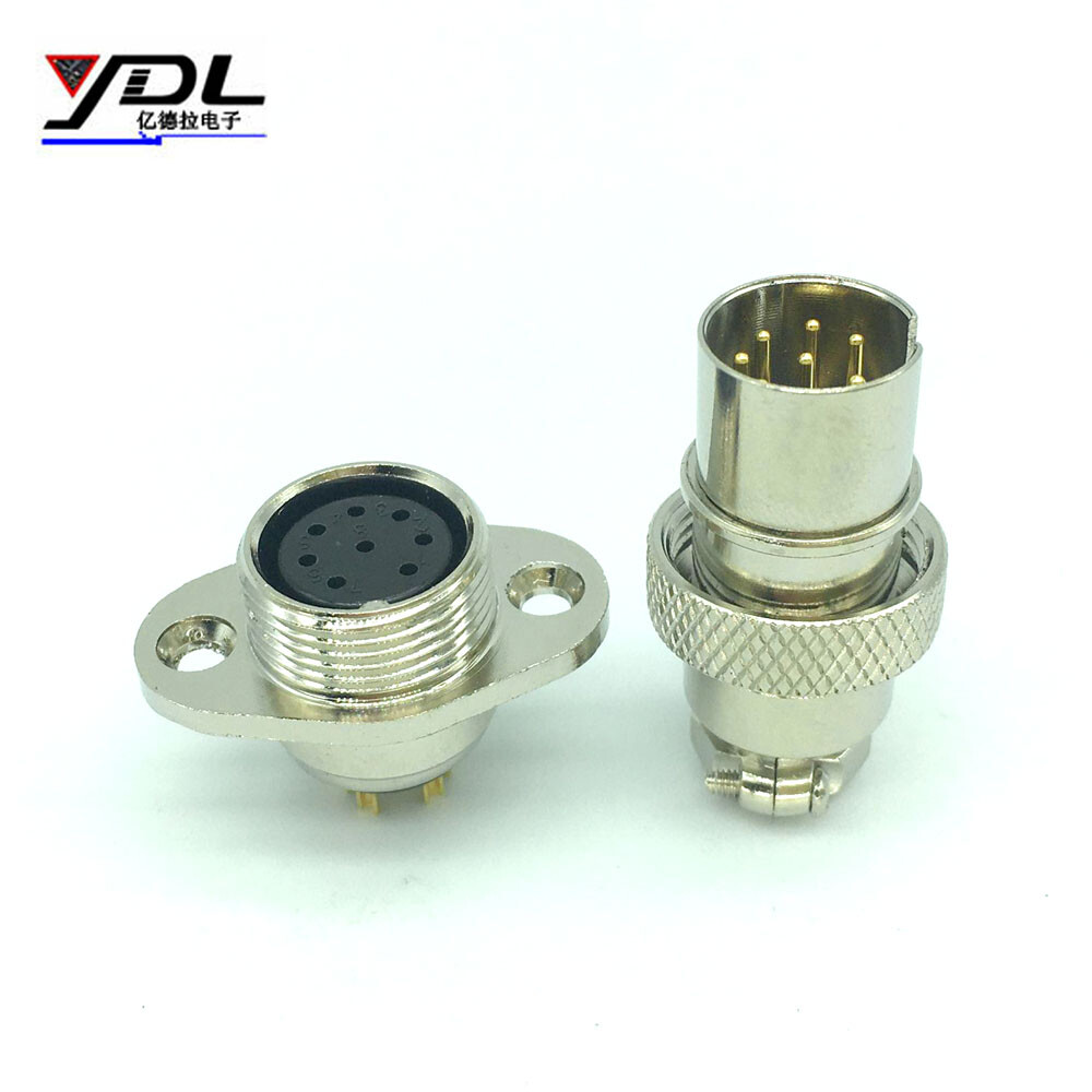 2 sets Reverse direction GX16 8-Pin Aviation Plug & Socket Panel Mount diamond