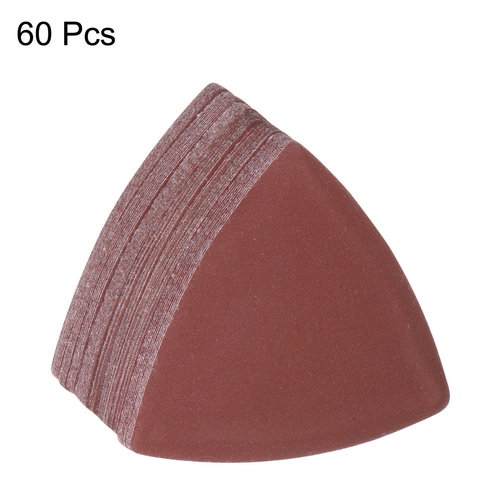 60pcs 600 Grits 80mm Aluminum Oxide Triangular Hook & Loop Sandpapers Pads