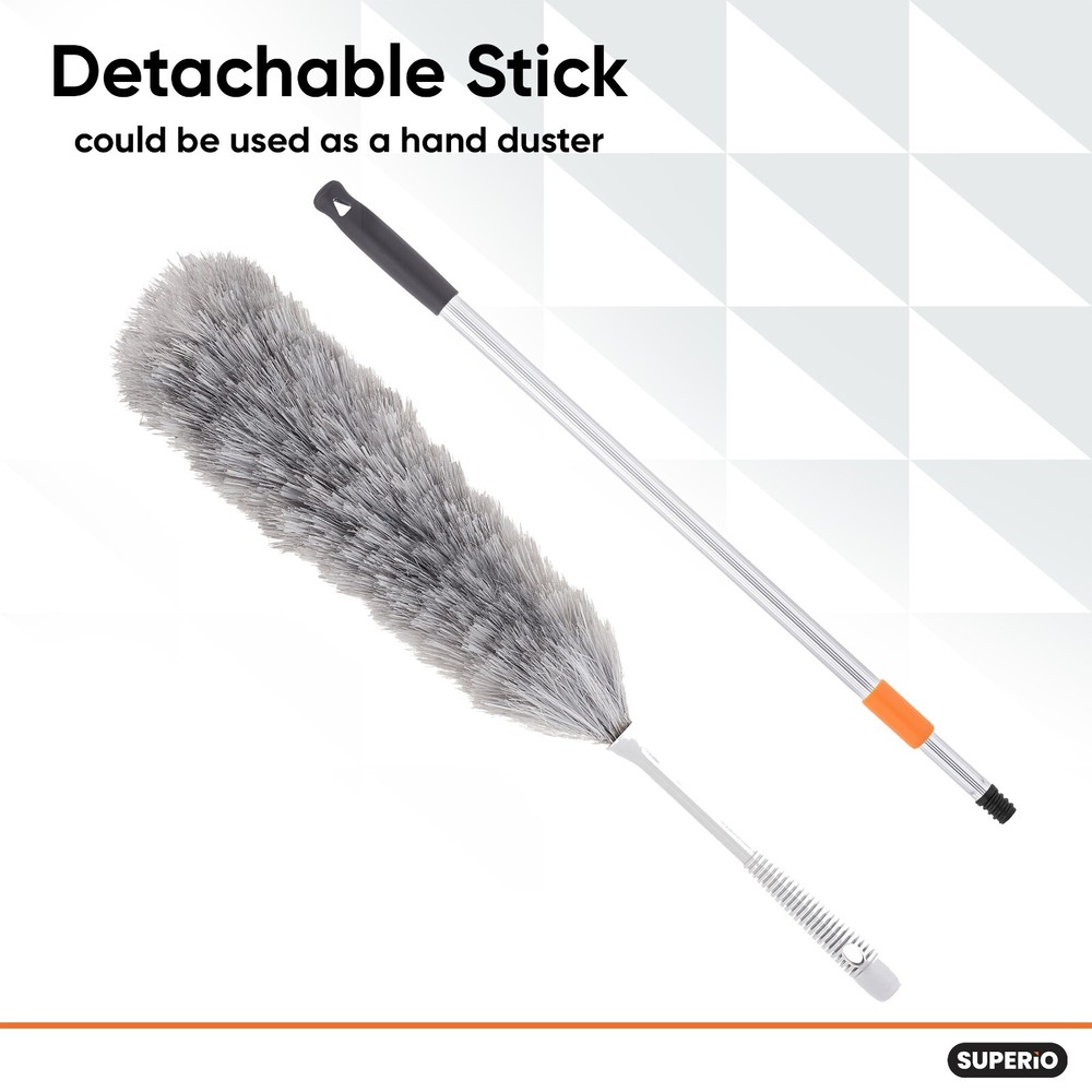 Superio Grey Duster with Aluminum Detachable Telescopic Handle 2 Pack