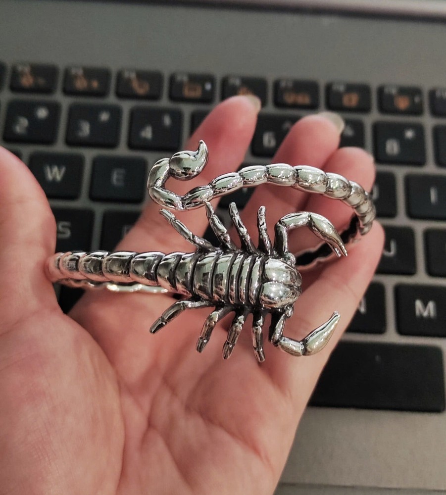 Scorpio Bangle in Solid 925 Silver – Bold Biker & Gothic Statement Bracelet