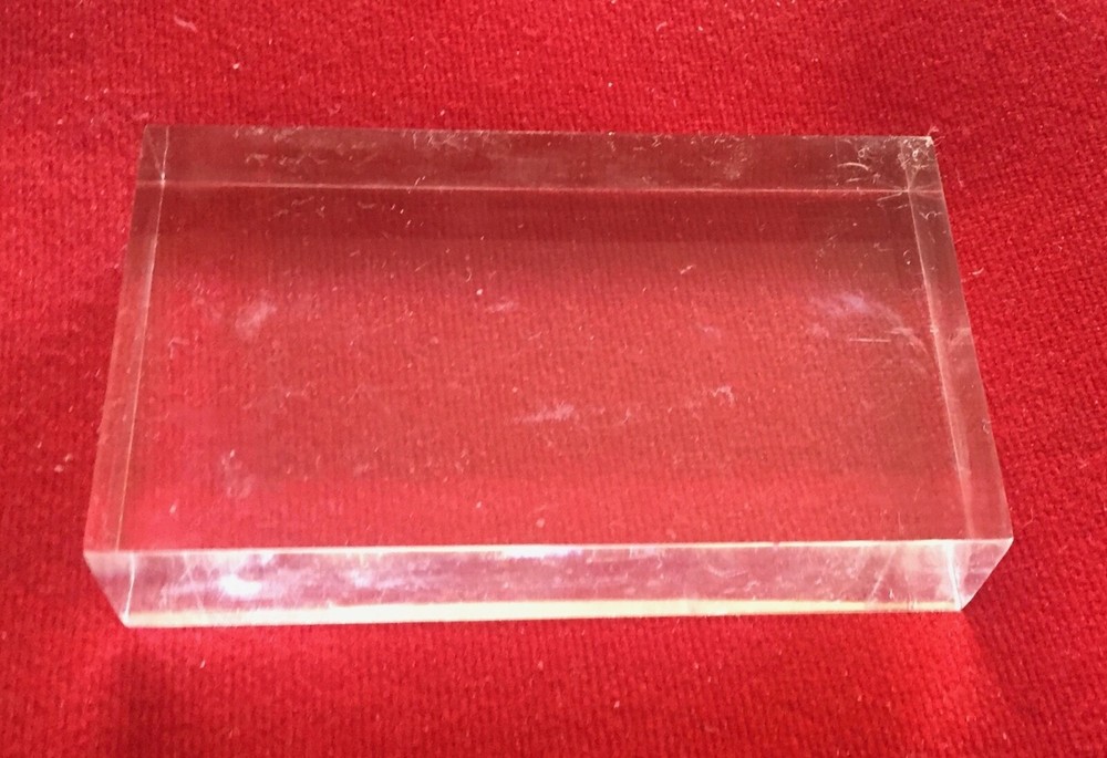Vintage Clear Acrylic Lucite Rectangular Display Base Block Brick Cube 5" x 3"