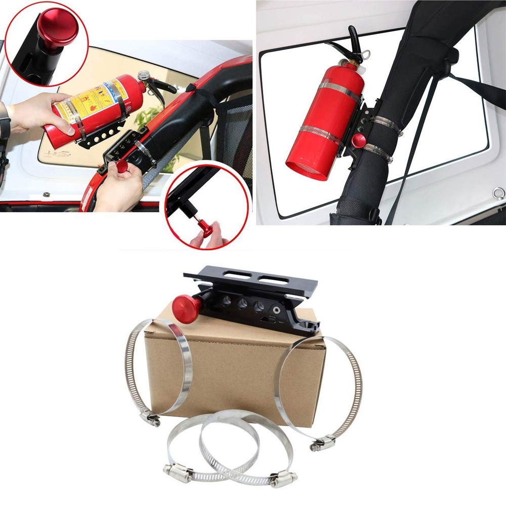 Quick Release Adjustable Aluminum Roll Bar Fire Extinguisher Holder Mount wit...