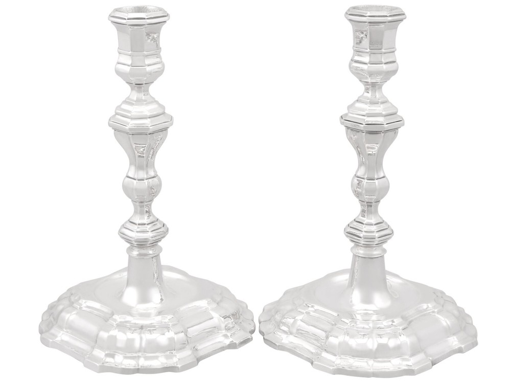 Antique German Silver Candlesticks Circa 1730
