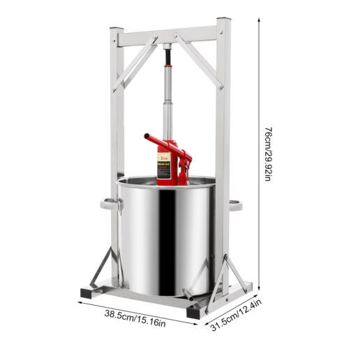 5.8Gal Fruit Wine Press, Manual Stainless Steel Cider Press with Hydraulic Jack