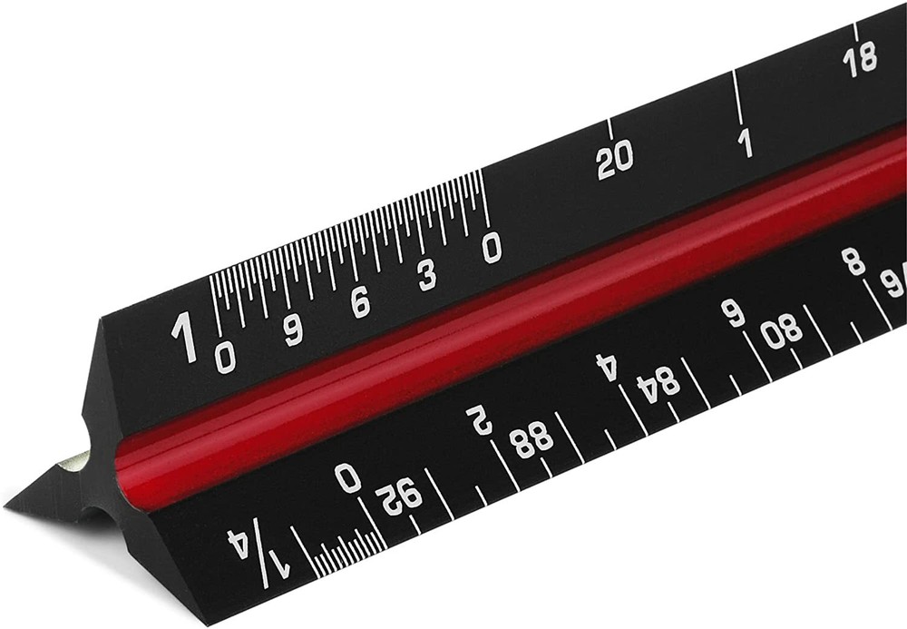 Architectural Scale Ruler 12″ Aluminum Triangular Architect Black Ruler New