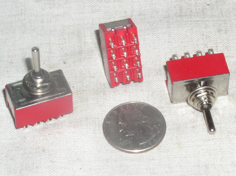 3 MINI PROJECT TRAIN SET TOGGLE SWITCH 4PDT 4P2T MULTI 4 POLE ON-ON 6A 6 A USA