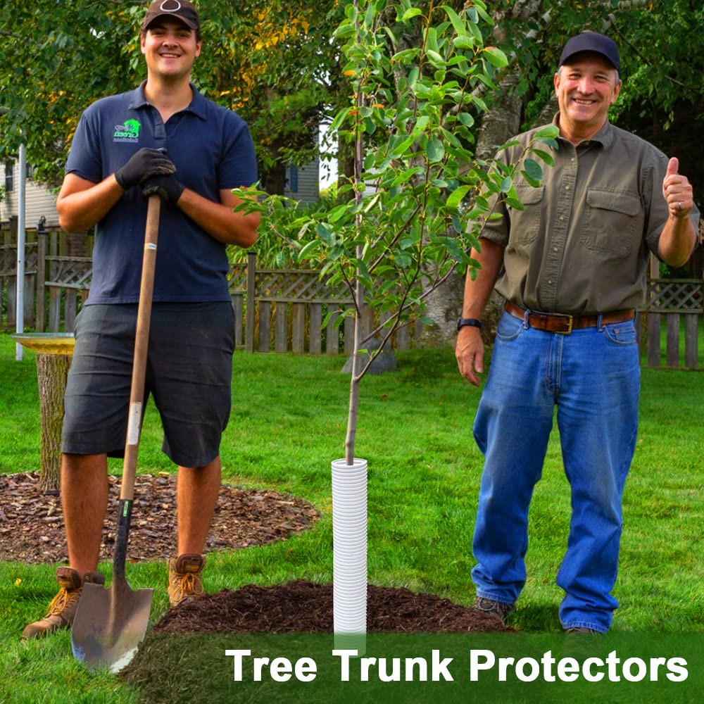 Corrugated Tree Guards, 7pcs Rigid PP Trunk Protectors, Bark White