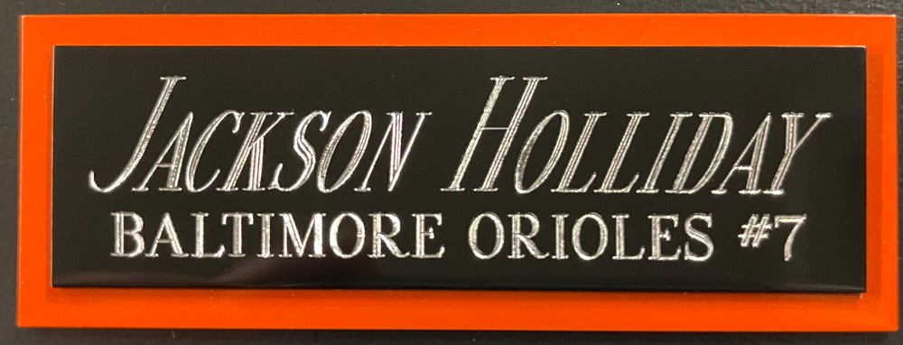 JACKSON HOLLIDAY ORIOLES NAMEPLATE AUTOGRAPHED SIGNED Baseball Display CUBE CASE