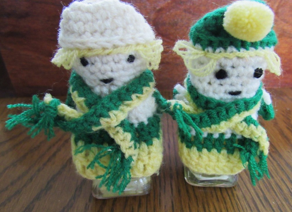 MAX FACTOR VINTAGE CROCHETED PERFUME BOTTLES -TWO