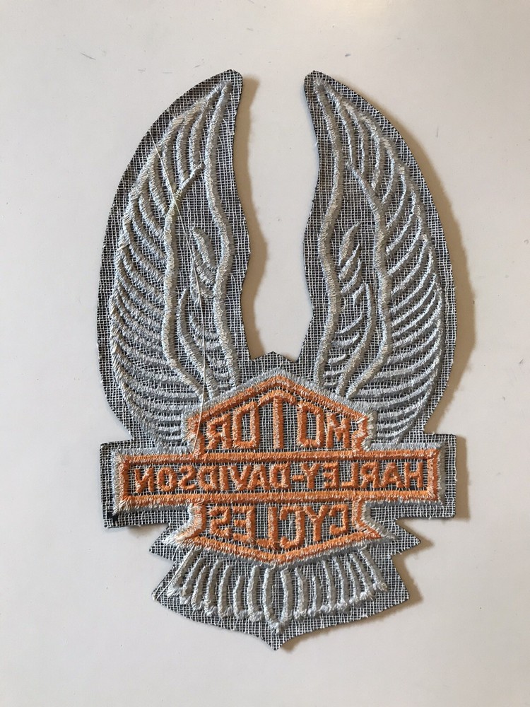8 1/4" Harley Davidson Eagle Wings UP Patch Jacket HOG Bar & Shield White Black