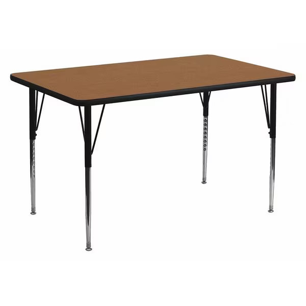 Rectangle Activity Table, Chrome, Laminate, Particleboard, Steel, Wood Grain