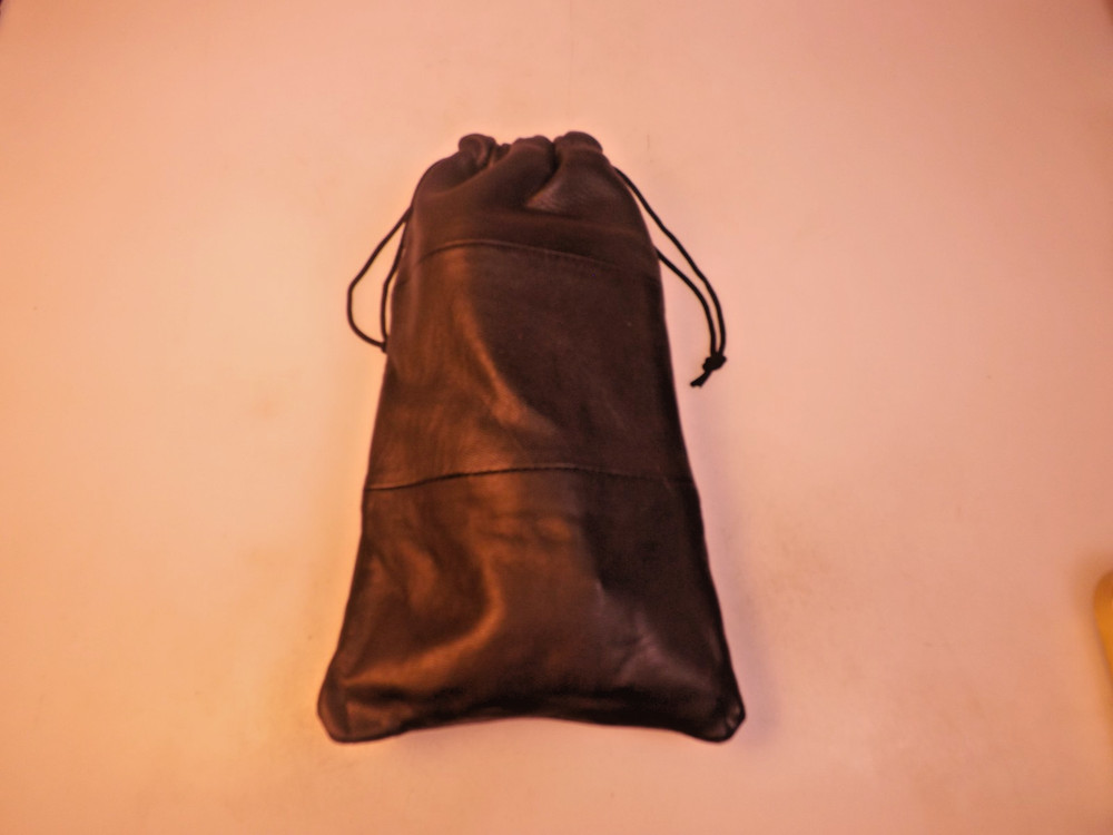 New Tim West Pipes Designer Plain Black Leather Pipe & Accessories DrawstringBag