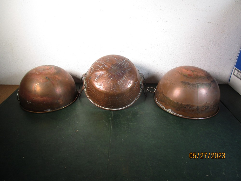 3 Vintage Copper Pots