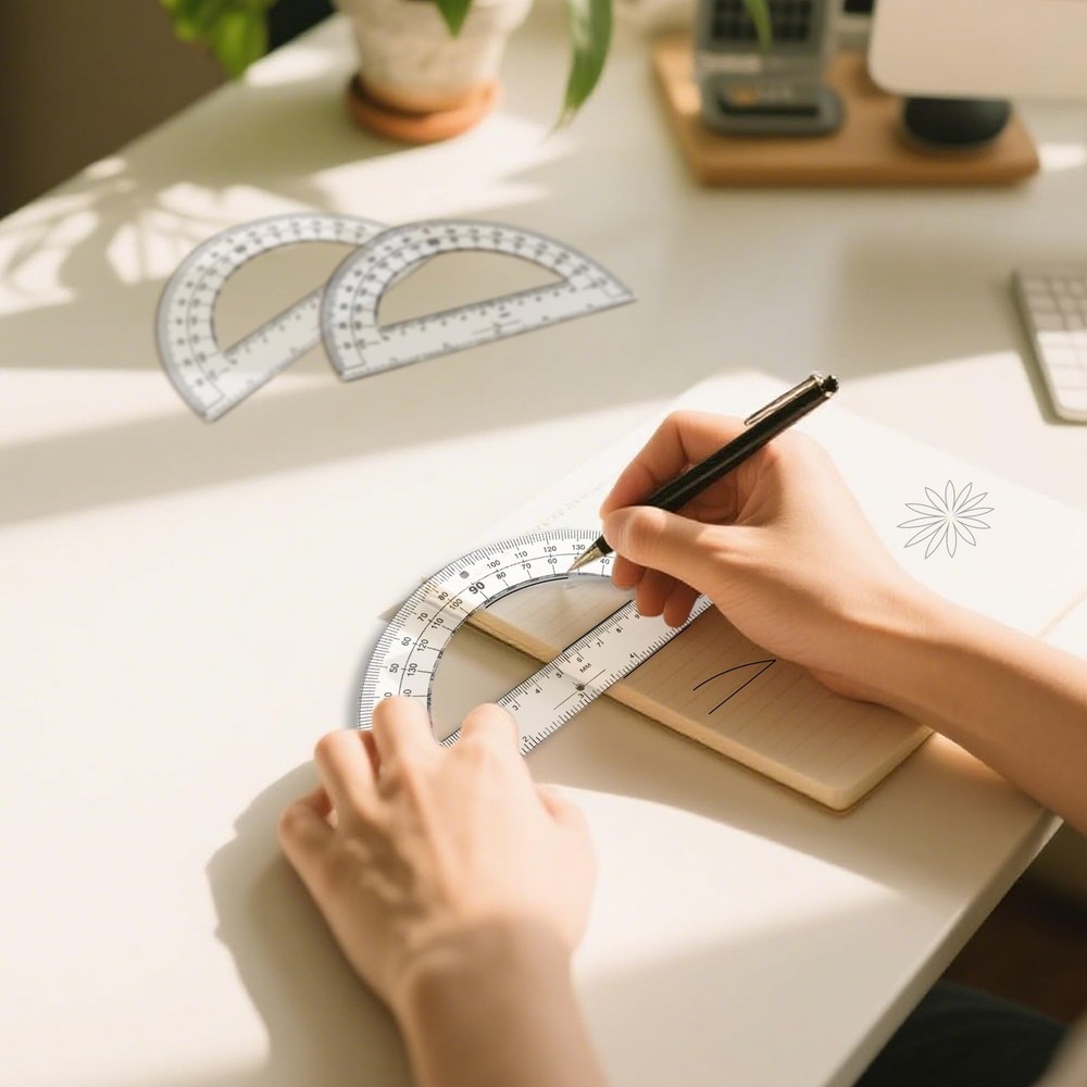 30PCS Clear Plastic Student Math Protractor 6-Inch Long 180 Degree for Angle ...