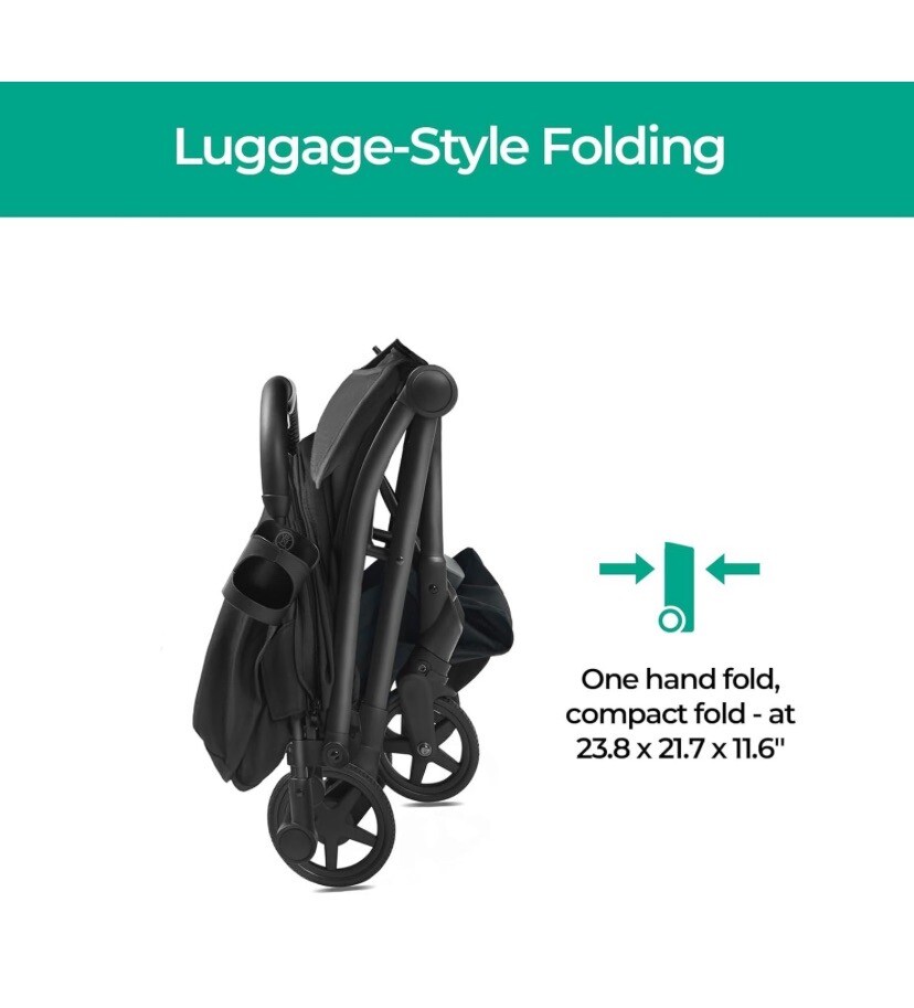 Mompush Lithe Compact and Lightweight One-Hand Foldable Travel Stroller &...