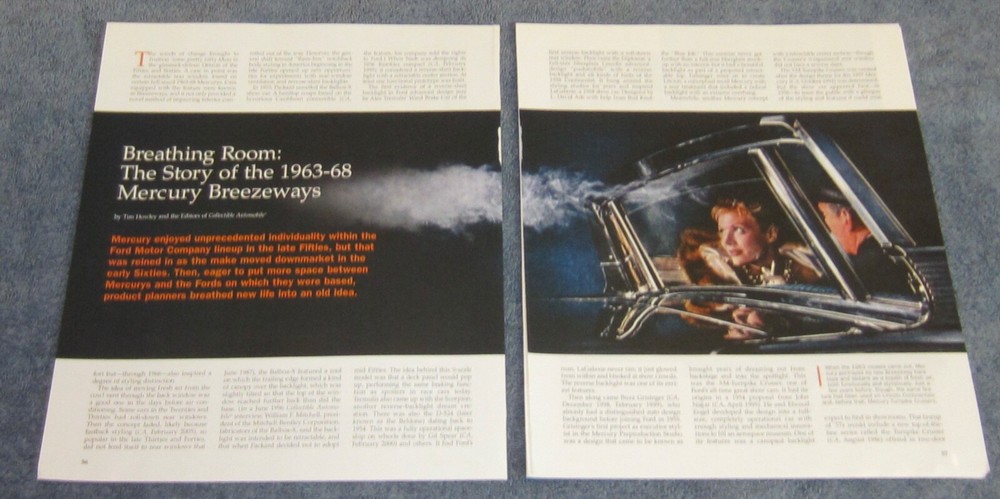 1963-68 Mercury Breezeway History Info Article "Breathing Room"