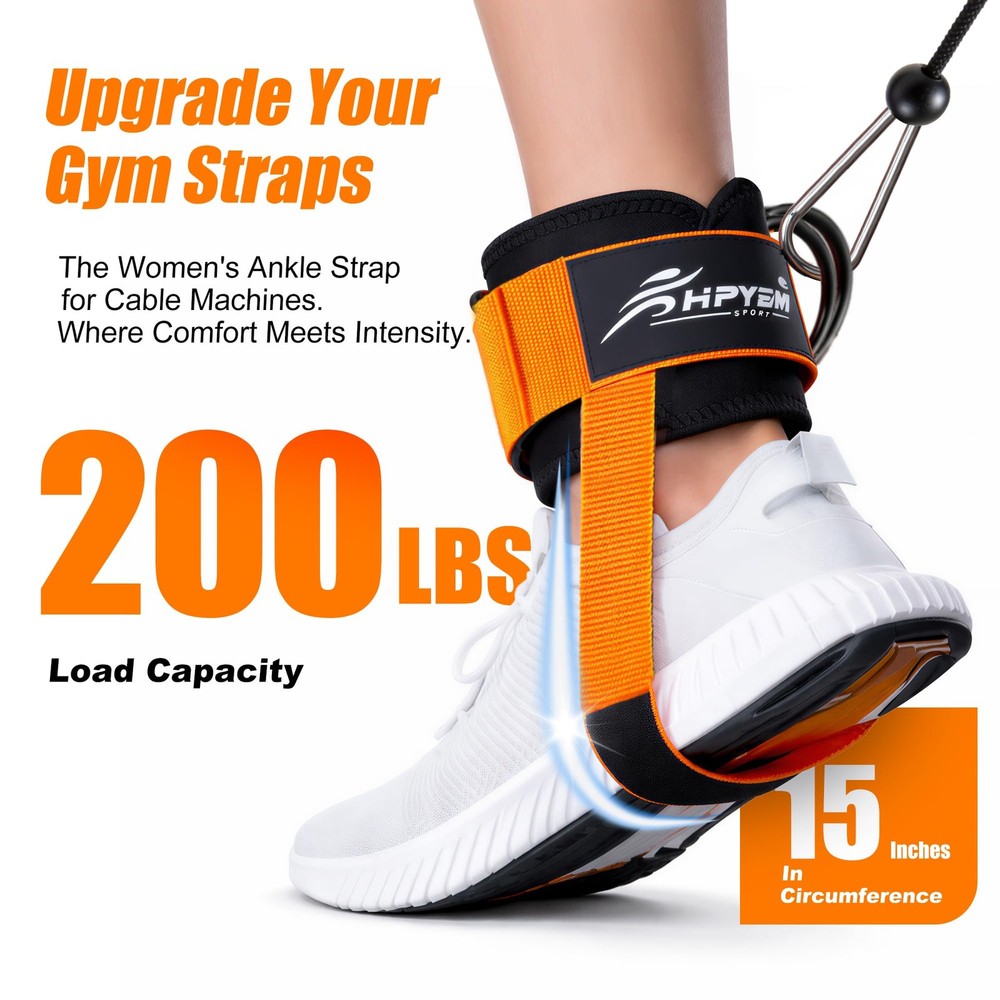 HPYGN Ankle Strap for Cable Machine, Padded Straps 1Pair-Orange