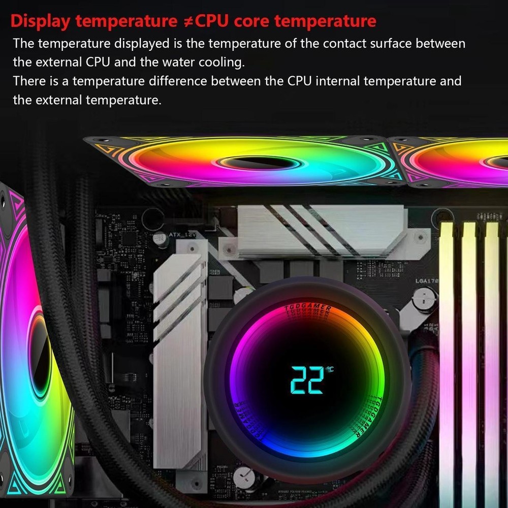 360mm Radiator ARGB CPU Liquid Cooler Water Cooler w Temperature Display Screen