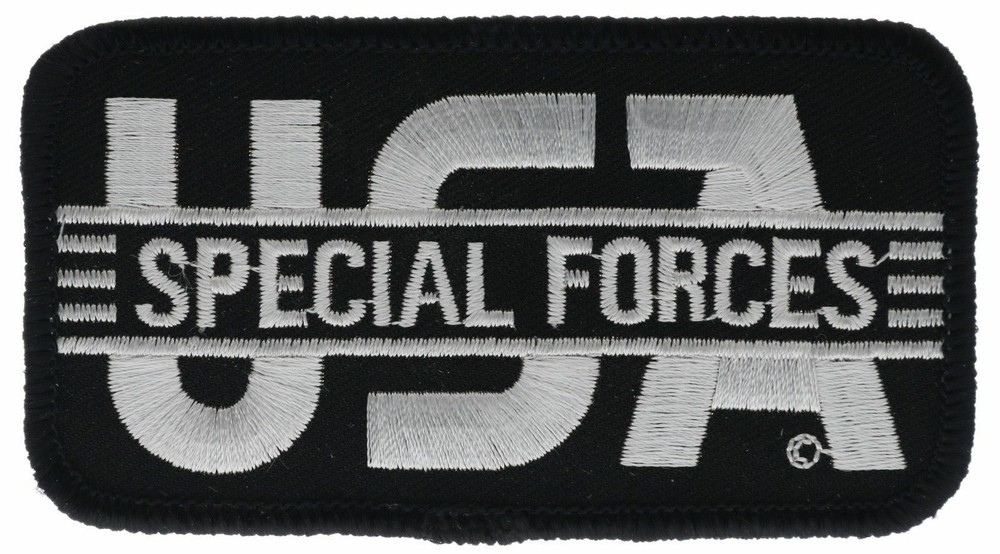 USA Special Forces Script Silver Black 3.5 Inch Embroidered Patch F2D1Q