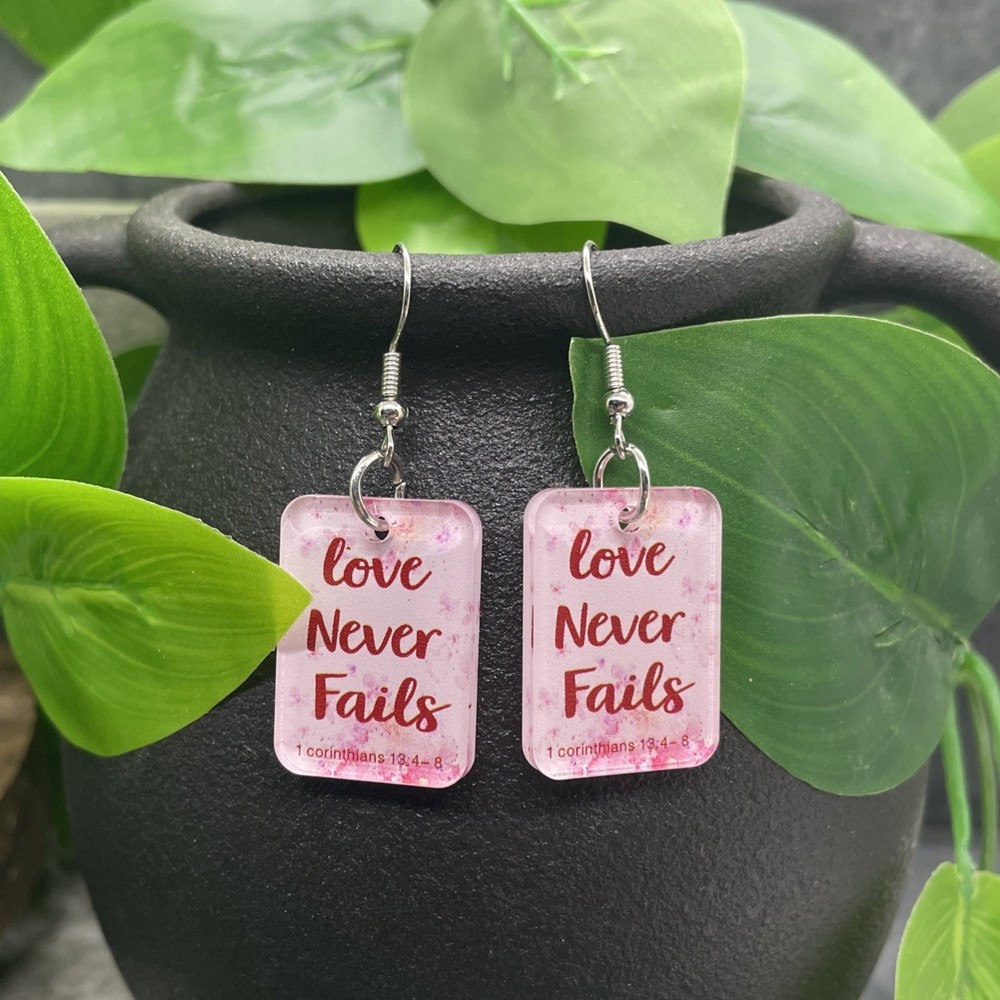 1.75” Silver-tone Scripture Floral Dangle Earring Set New Free Ship B7610-B7614