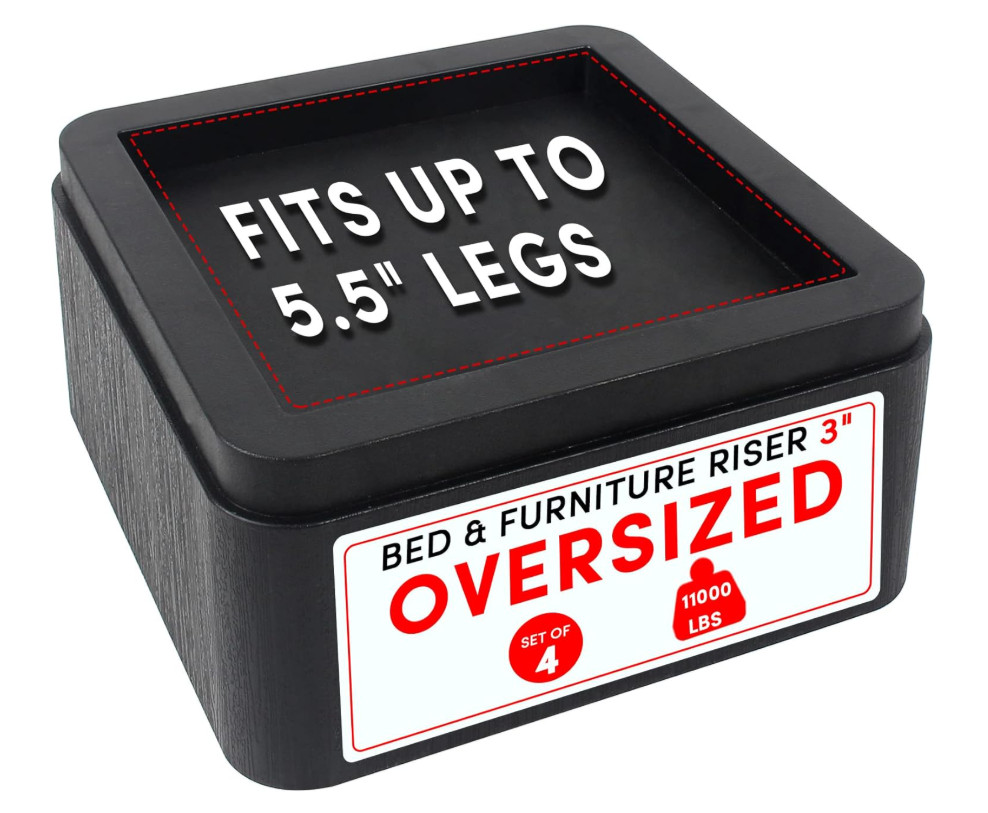 Oversized Bed Risers Heavy Duty Stackable 4 Pack, Furniture Risers for Sofas ...