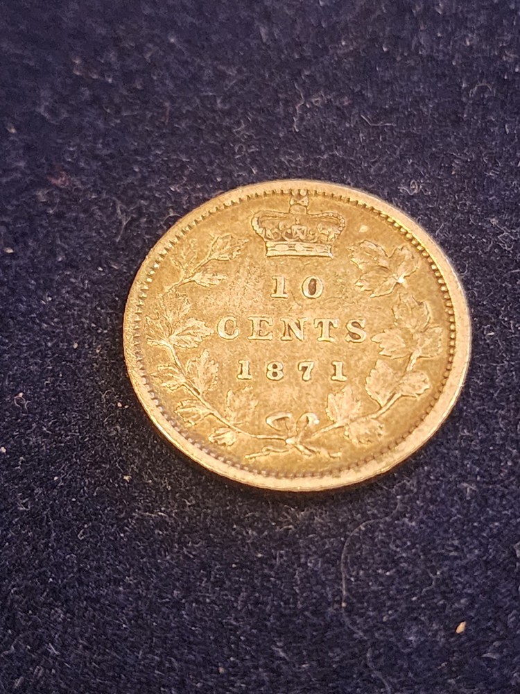 1871 Canadian 10 Cents Silver Dollar