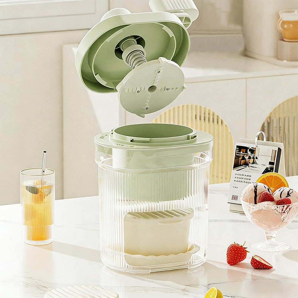 Handheld Snow Ice Machine Portable Hand-Cranked Snowcone Maker With Cups