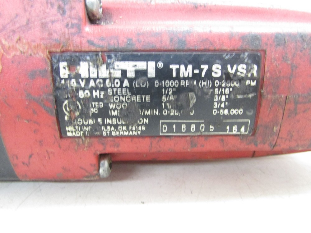 HILTI TOOLS 1/2" ELECTRIC HAMMER DRILL, TM-7S VSR