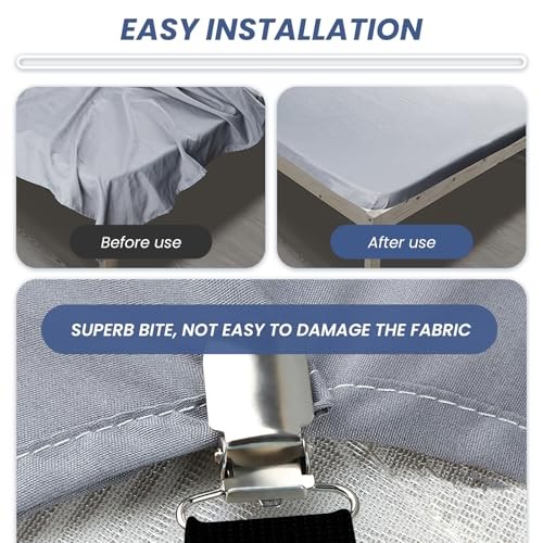 Couch Cover & Bed Sheet Straps, 4 Pack Adjustable（10-60"） Sofa Couch Cover
