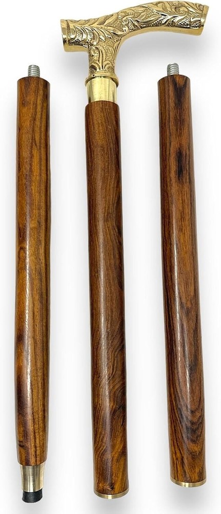 Nautical Brass Designer Embossed Handle Walking Stick - Ideal Unisex Gift.
