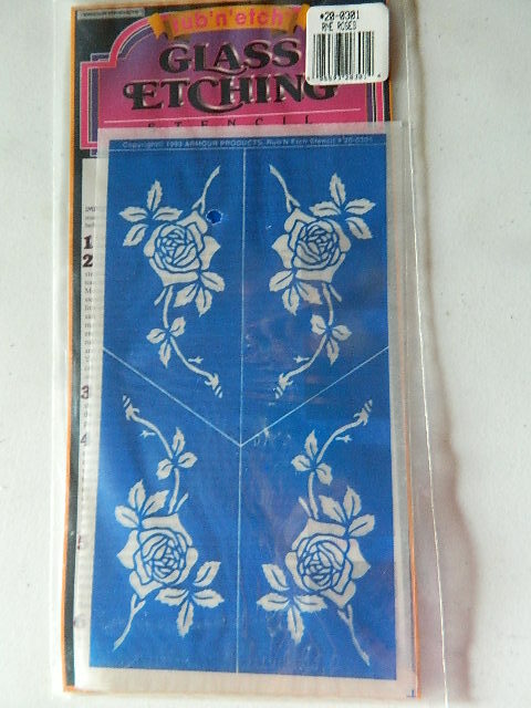 Armour Rub N Etch Stencils Roses glass acid etching