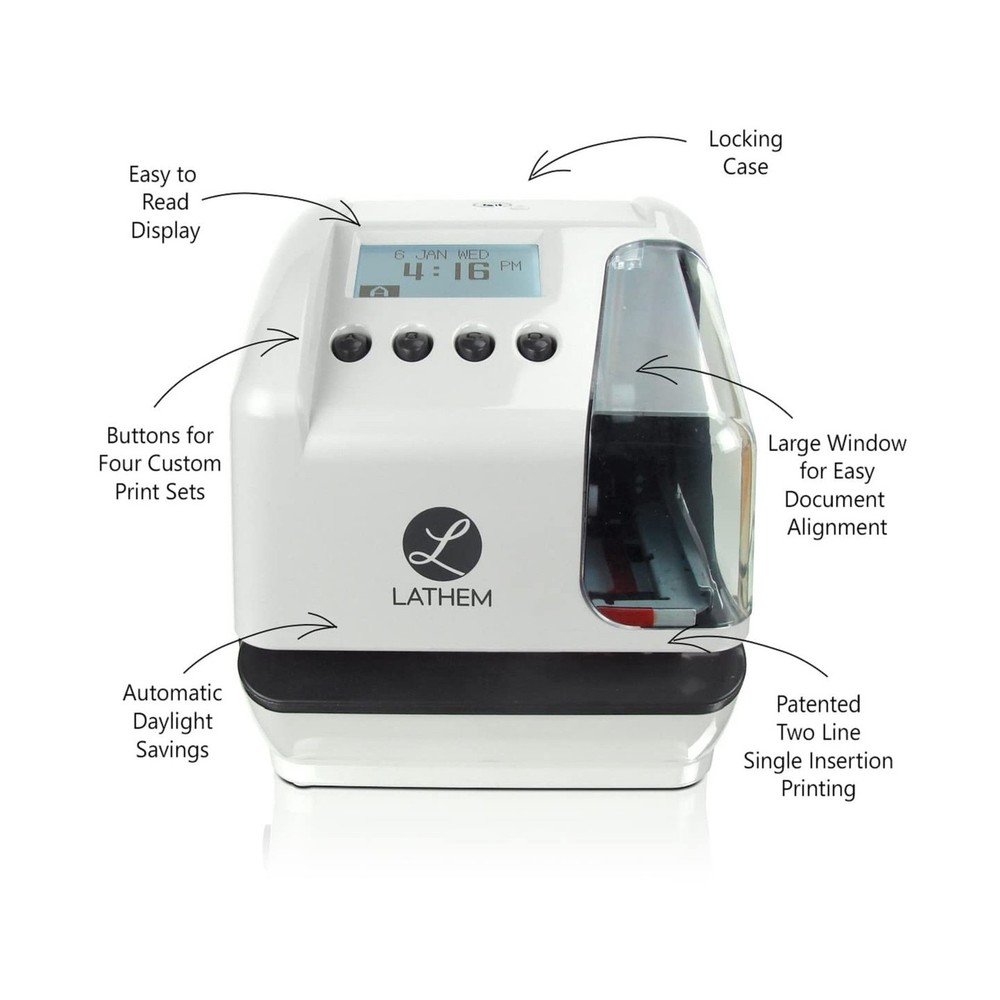 Lathem LT5000 Electronic Multi-Line Date and Numbering Document Stamp Time Cl...