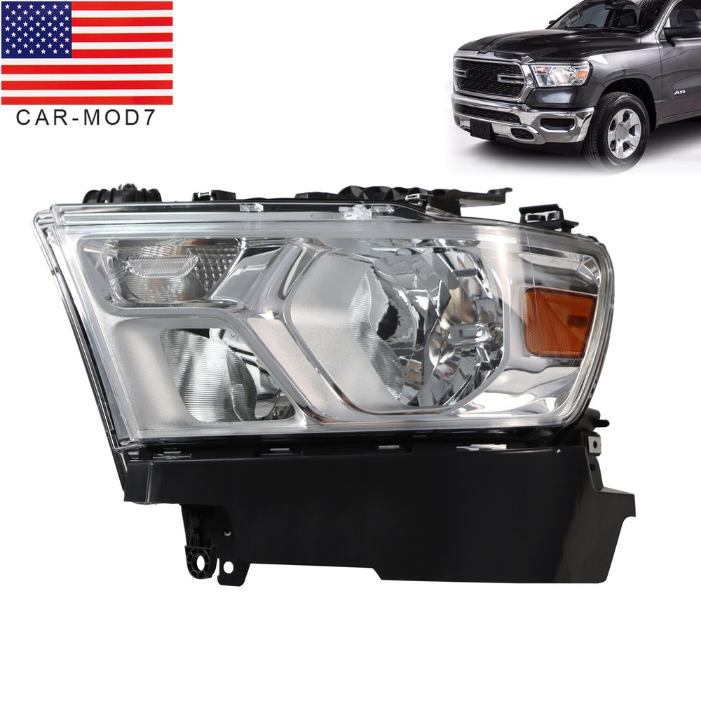 For 2019-2023 Dodge RAM 1500 Chrome Halogen Headlight Headlamp Left Driver